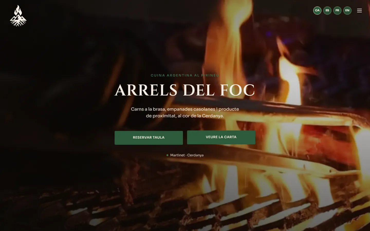 Web de Arrels del Foc, Cocina argentina · Martinet, Pirineo, en escritorio