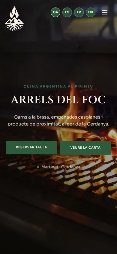Web de Arrels del Foc en el móvil